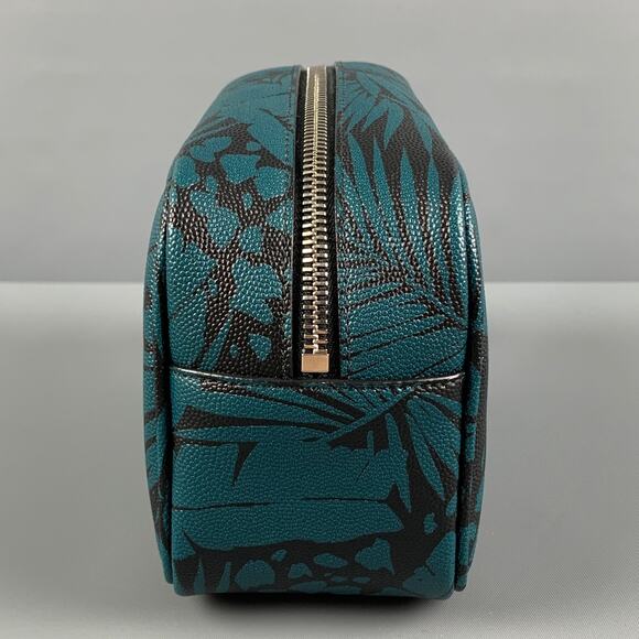 SAINT LAURENT Blue Black Leaves Canvas Toiletry Handbag - Picture 5 of 9